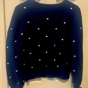 Lucky Brand Size M Navy w/ white embroidered hearts